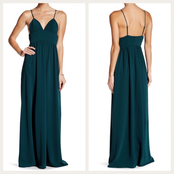 NBD Dresses & Skirts - NBD Hunter Green Sexy Spaghetti Strap Maxi Dress